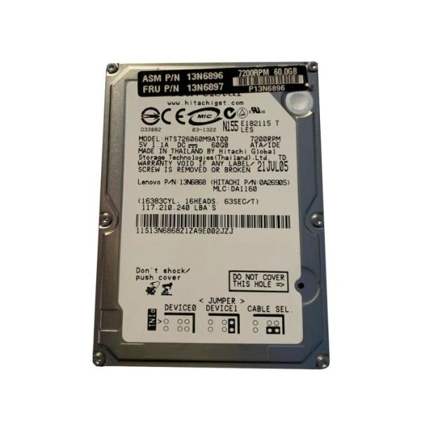 13N6897 Hitachi 60GB 7200RPM Ultra ATA-100 8MB Cache 2....