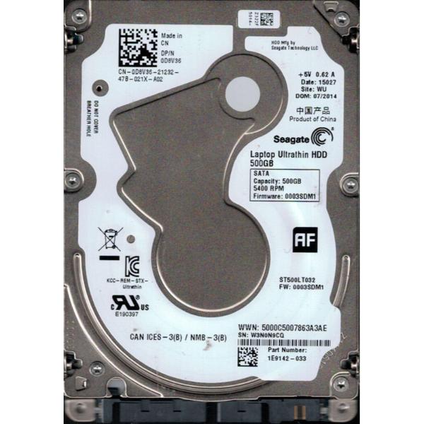 1E9142-033 Seagate 500GB 5400RPM SATA 6GB/s 2.5-inch Dr...