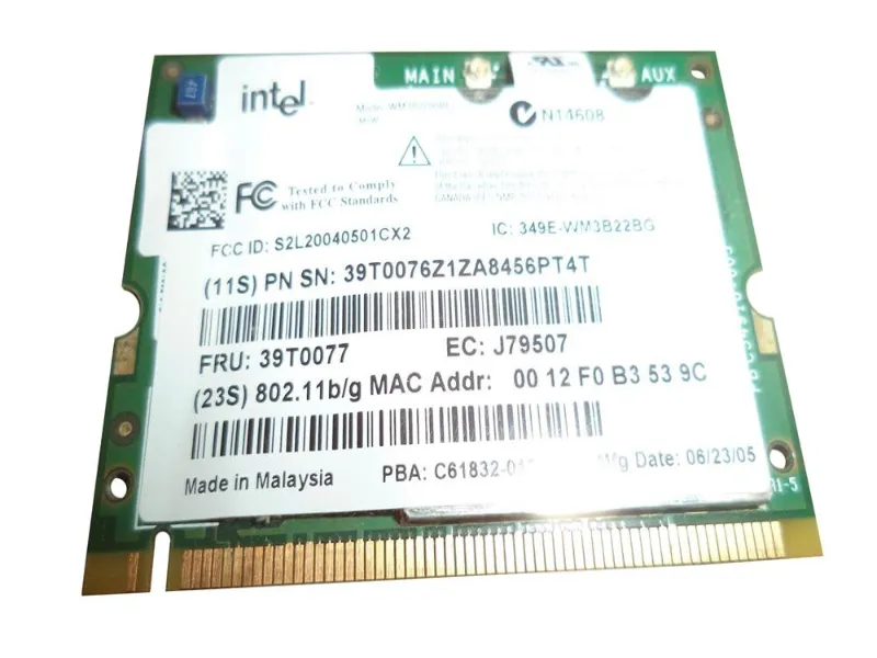 39T0077 IBM Lenovo IEEE 802.11b/g 2200BG Mini-PCI Wirel...