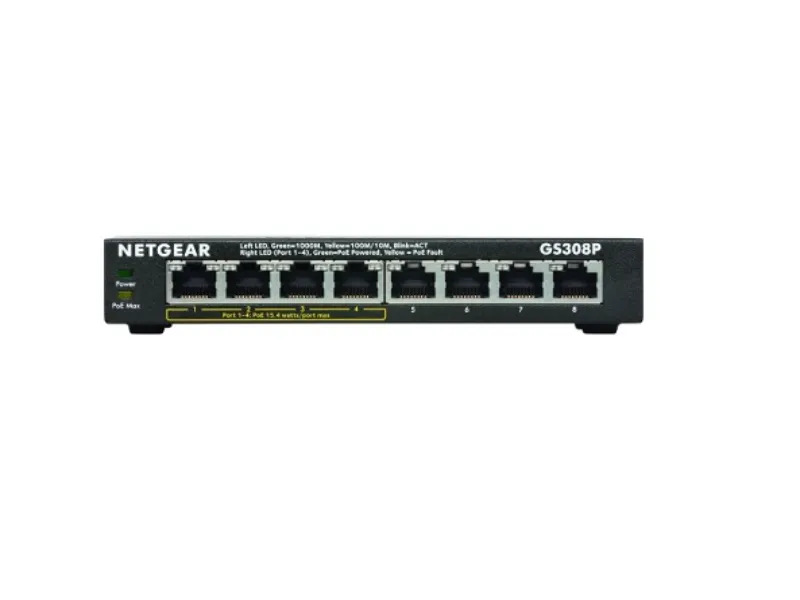 GS308P-100NAS Netgear 8-Port 10/100/1000 (PoE) Unmanage...