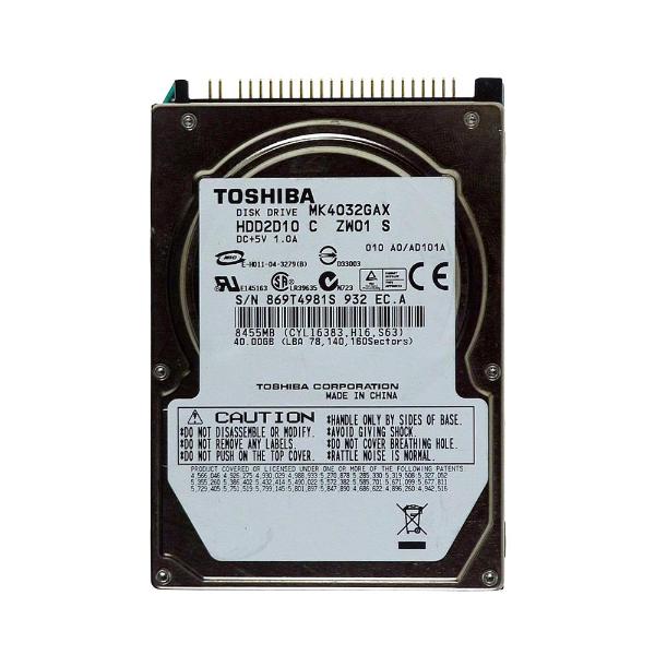 MK4032GAX Toshiba 40GB 5400RPM ATA-100 8MB Cache 2.5-in...