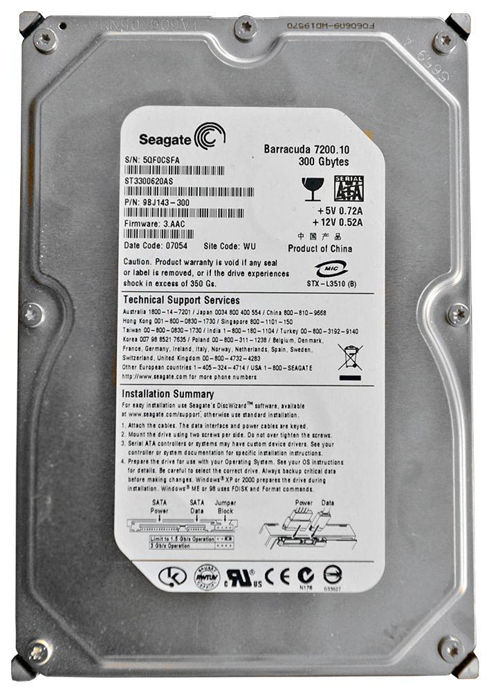 ST3300620AS Seagate BarraCuda 7200.10 300GB 7200RPM SAT...