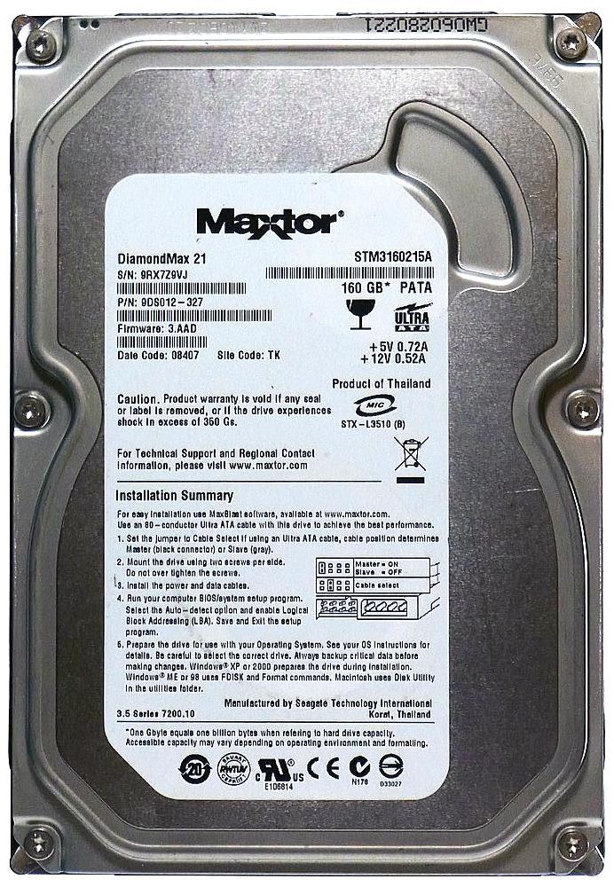 STM3160215A Seagate DiamondMax 21 160GB 7200RPM ATA-100...