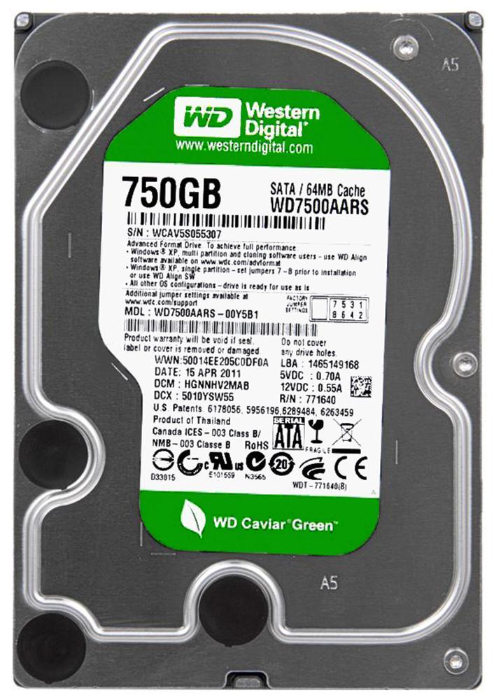 WD7500AARS Western Digital Caviar Green 750GB SATA 3GB/...