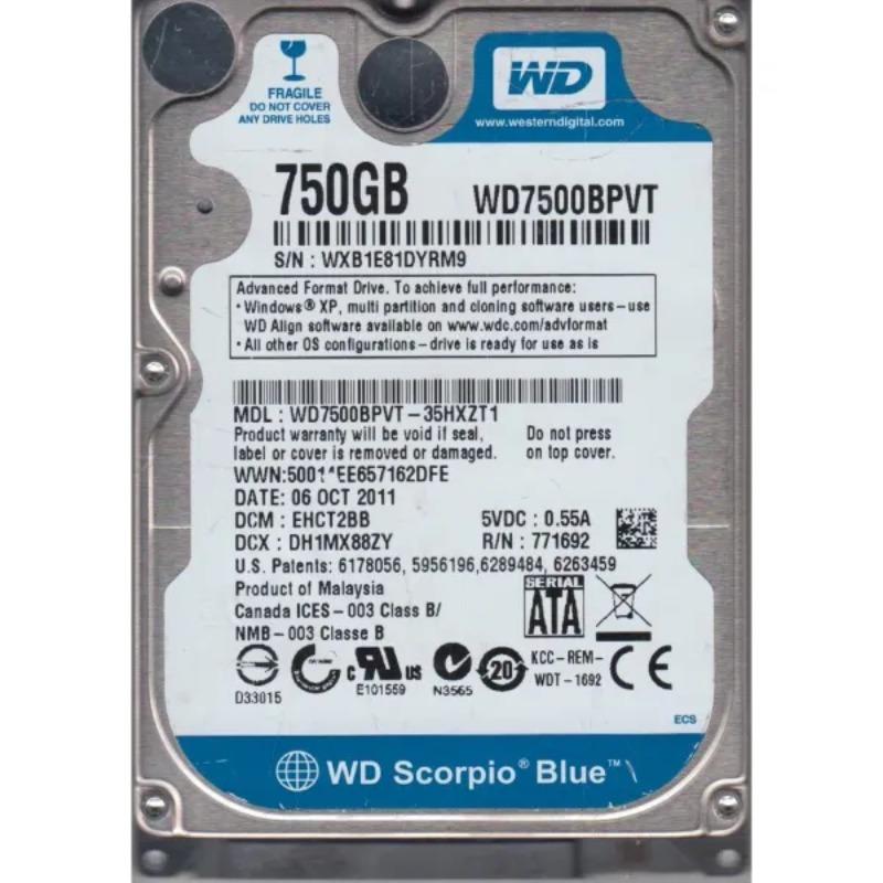 WD7500BPVT-35HXZT1 Western Digital 750GB 5400RPM SATA 3...